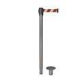 Montour Line Retractable Belt Removable Stanchion, 2ft Sat.Steel Post  7.5ft Rd/Wh MX530R-SS-RWD-75